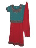 Embellished red & blue Indian lehenga choli for girls (LC3004)