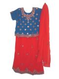 Blue & Red ghagra choli w/ heavy work for girls (LC3205)
