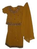 Kids Ghagra Choli, Gold Color Ghagra with Stone Work (LC3209)