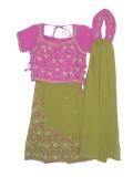 Exquisite pink & green lehenga choli suit for girls (LC3402)