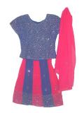 Exquisite crepe lehenga choli for girls in blue & pink (LC3403)