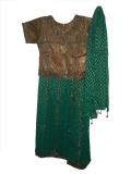 Gold & sea green lehenga choli with zari work (LC3404)