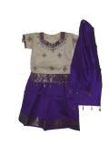 Tell me more about Indian clothing, purple pattu lehenga for girls (PV32521)