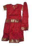Tell me more about Indian dresses, maroon pattu lehenga for girls (PV34005)