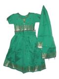Tell me more about Indian dresses, light green pattu pavada w/ bead work (PV34009)