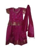 Childrens Pavadai, Magenta South Indian Pattu Pavadai (PV34020)
