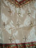Indian Outfit, Cream & black pattu pavada for girls (PV34021)