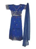 Tell me more about Childrens Pavada, South Indian pattu lehenga in blue (PV34504)
