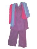 Tell me more about Striped pink & blue pant-style salwar kameez (SS1104)