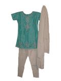 Tell me more about Elegant light blue & cream tissue salwar suit (SS2505)