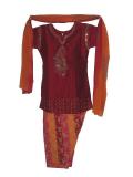 Maroon cotton-silk salwar kameez for girls (SS2704)