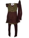Anarkali churidar kurta in maroon & green /w heavy work (SS2705)