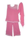 Summery sleeveless pink salwar suit with dupatta (SS2803)