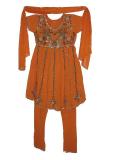 Tell me more about Baby doll style orange churidar kurta for girls (SS3004)