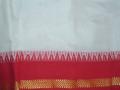 White Bengali saree with red and gold border (SR25003)
