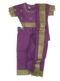 Ready-to-wear green & purple Indian sari for kids (SR40011)