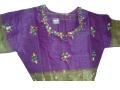 Ready-to-wear green & purple Indian sari for kids (SR40011)