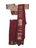 Tell me more about Ready-to-wear maroon Indian silk sari for children (SR40012)