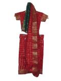 Tell me more about Readymade traditional red silk Indian sari for girls (SR40017)