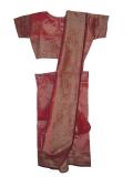 Tell me more about Readymade coral & purple Indian sari for girls (SR40026)