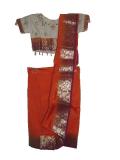 Tell me more about Readymade orange Indian silk sari for teenage girls (SR40031)