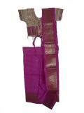Tell me more about Readymade cream & magenta Indian silk saree (SR42501)