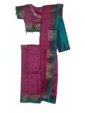 Ready-to-wear printed pink & blue silk saree for girls (SR45005)