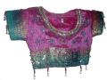 Ready-to-wear printed pink & blue silk saree for girls (SR45005)