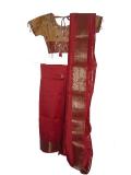 Tell me more about Readymade Saree Blouse Petticoat in Pink & Tan Silk (SR52009)