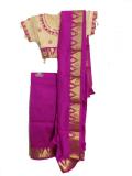 Girls Saree, Kids Readymade Cream & Magenta Silk Saree (SR52023)