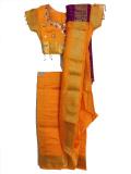 Readymade festive orange kids Indian silk sari (SR52025)