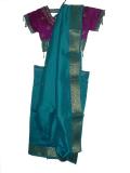 Pink & blue ready-to-wear Indian saree for girls (SR52027)