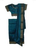 Kids Pre-Stitched Sari, Readymade Blue Silk Saree (SR52029)