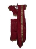 Ready-to-wear Indian maroon silk saree for girls (SR52505)