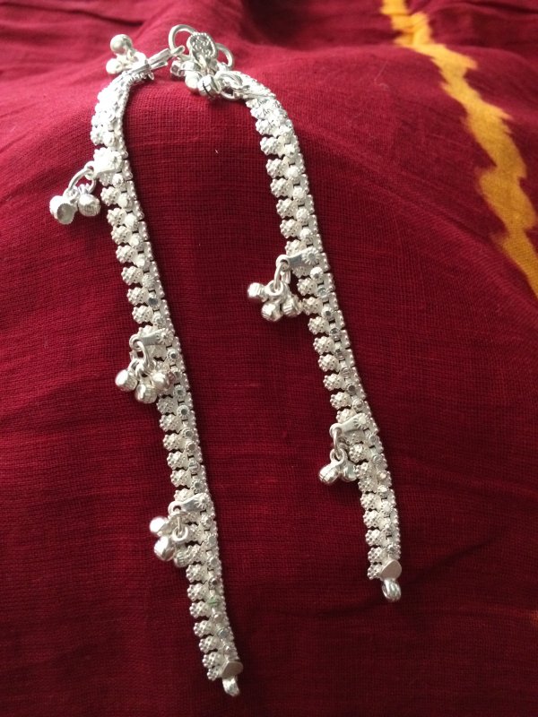 Pair Of Traditional Silver Payals For Little Girls 18 Gms #22124