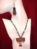 Handmade bead pendant necklace with earrings (NS10001)