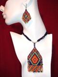 Trendy handmade bead pendant necklace with earrings (NS22001) Trendy handmade bead pendant necklace with earrings (NS22001)