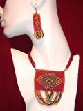 Trendy handmade bead pendant necklace with earrings (NS24001) Trendy handmade bead pendant necklace with earrings (NS24001)