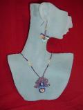 Turtle pendant bead necklace with earrings (NS34001)