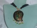 Rajasthani Jewelry, Black & Green Mina Work Necklace (MA009)