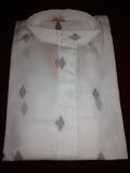 White cotton kurta pajama with embroidery for boys (KP15003)