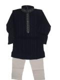 Embroidered Navy Cotton Kurta Pajama for Kids