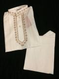 White cotton embroidered kids kurta pajama (KP25004)