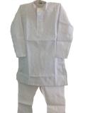 Striped Cotton Kids Kurta Pajama in White & Blue Striped Cotton Kids Kurta Pajama in White & Blue