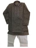 Tell me more about Black & Grey Checkered Cotton Kids Kurta Pajama (KP45016)