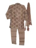 Formal tissue kurta pajama in light & dark brown (KP48001)