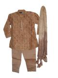 Shaded tissue kids kurta pajama in gold, green & brown (KP60001) Shaded tissue kids kurta pajama in gold, green & brown (KP60001)