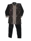 Black Wedding Kurta Pajama Sherwani for Kids (KP62502) Black Wedding Kurta Pajama Sherwani for Kids (KP62502)