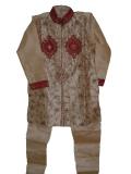 Gold Colored Silk Sherwani Suit for Boys (KP70002) Gold Colored Silk Sherwani Suit for Boys (KP70002)