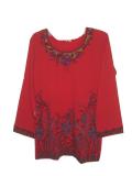 Printed Indian kurti/tunic/top in red crepe (KR15062) Printed Indian kurti/tunic/top in red crepe (KR15062)